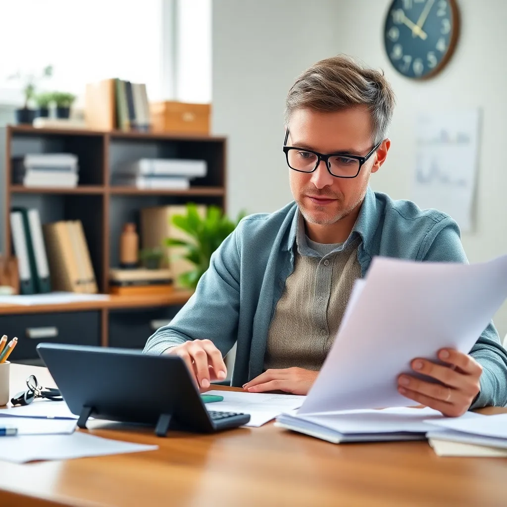 Persoon beheert schulden en facturen aan bureau